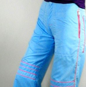 Vintage Rave Flared Trouser Blue Pink Techno Psy